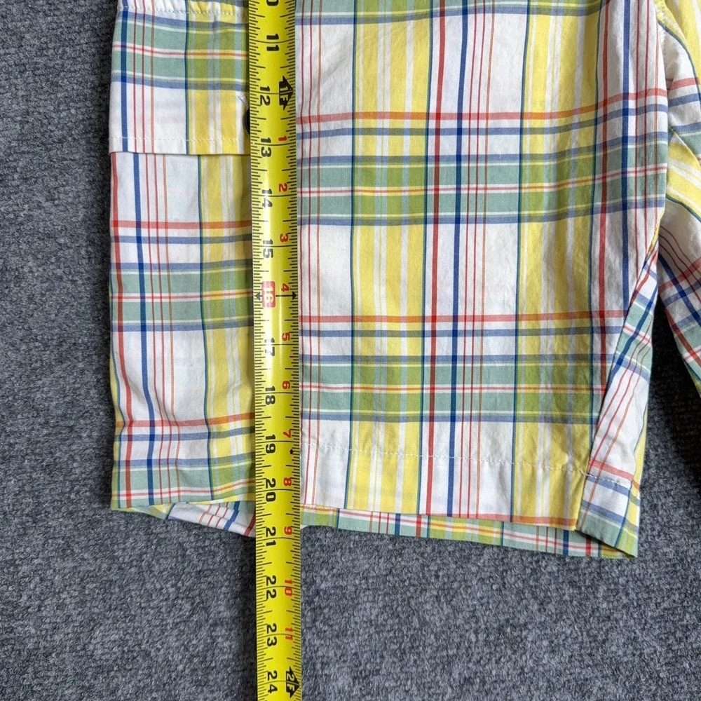 Lacoste Cargo Shorts Men's Size 38 Yellow Plaid Check Hiking Summer Golf Casual